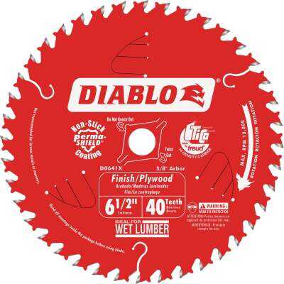 Diablo 6-1/2 In. 40-Tooth Finish/Plywood Circular Saw Blade, Bulk