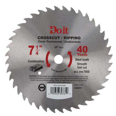 Do it 7-1/4 In. 40-Tooth Cutoff/Rip Circular Saw Blade, Bulk