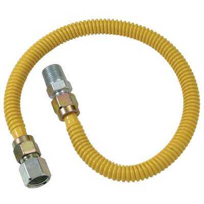 Dormont 1/2 In. OD x 60 In. Coated Stainless Steel Gas Connector, 1/2 In. FIP x 1/2 In. MIP (Tapped 3/8 In. FIP)